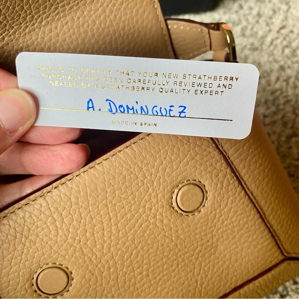 Strathberry Mosaic Nano Crossbody Bag In Caramel - Picture 14 of 16